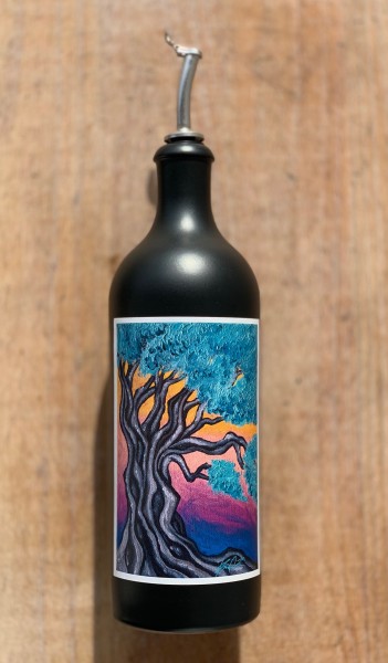 Keramik Flasche Olivenbaum Kunstbild in schwarz 750 ml mit Ausgießer