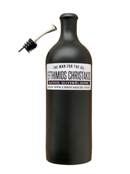 Keramik Flasche in schwarz 750 ml mit Ausgießer Efthimios Christakis
