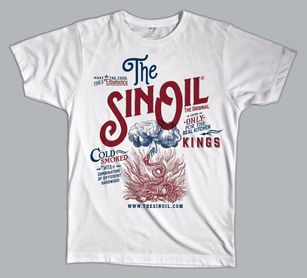 T-Shirt THE SIN OIL SMOKED S - 4XL in weiß 100% Baumwolle - Marke Hakro
